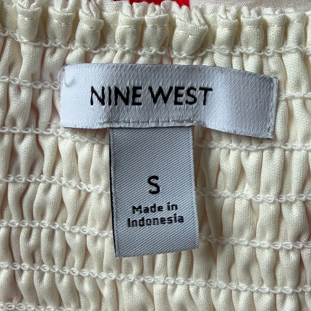 Nine West Cream Maxi Dress with Red Floral Print Size Small Boho Beachy - Picture 6 of 8